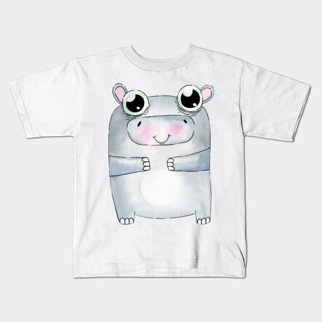 Hippopotamus Kids T-Shirt by Visualism